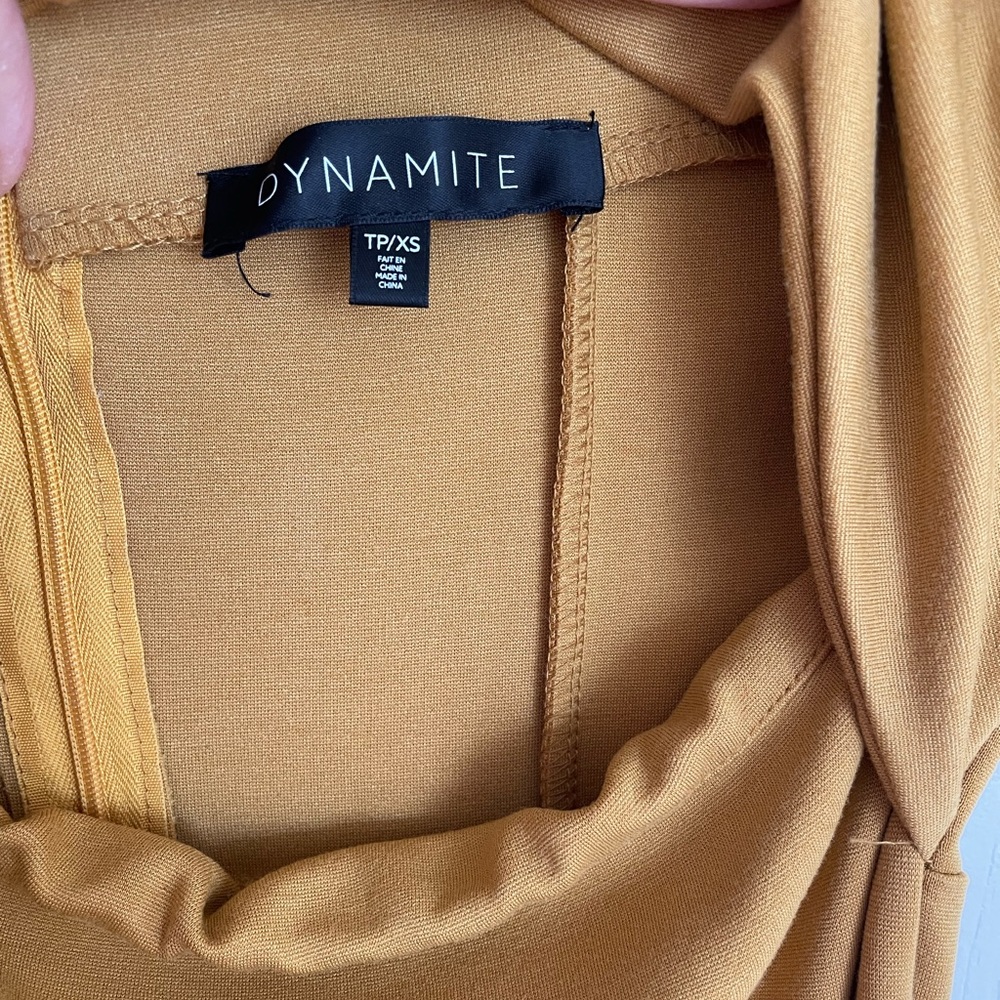 Calf Length Mustard Peekaboo Dress - Picture 3 of 4